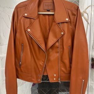 Blank NYC Women's Tan Leather Moto Jacket